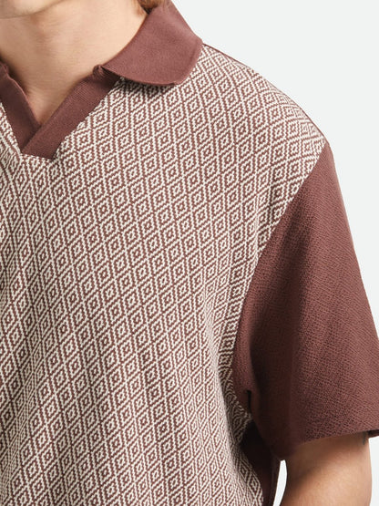 BRIXTON THEO JACQUARD POLO CHOCOLATE