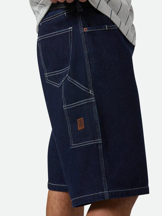 BRIXTON BUILDERS CARPENTER BAGGY SHORT RINSE DENIM 