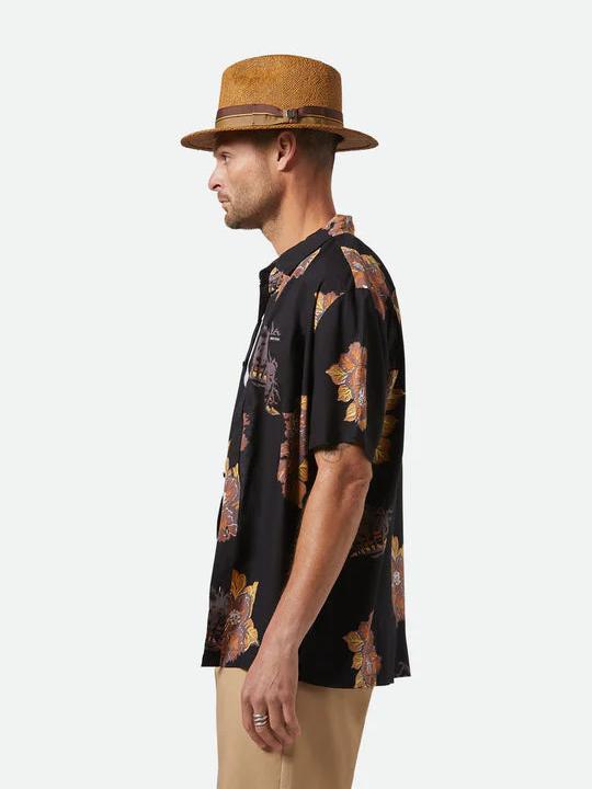 BRIXTON ROMA STRAW FEDORA COFFEE