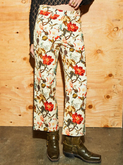 BRIXTON MARGO CROPPED 5 POCKET PANT BOTANICAL FLORAL 