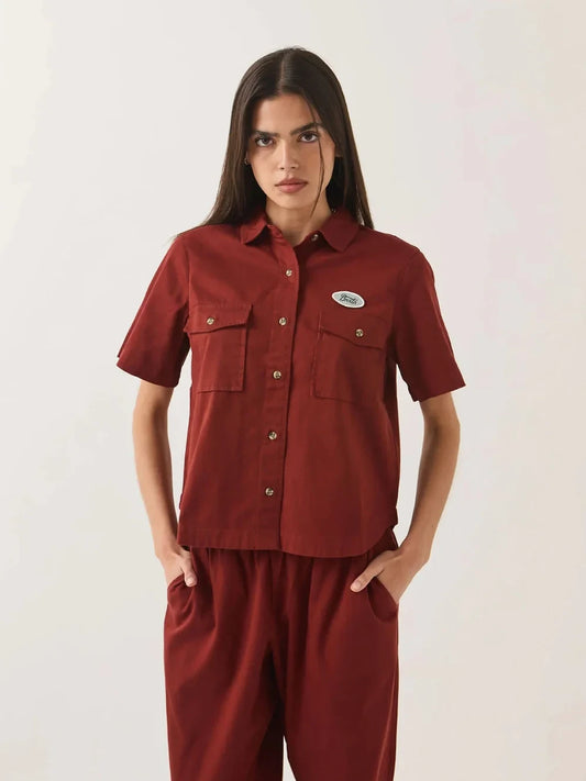 BRIXTON MECHANICS WOVEN SHIRT DARK BRICK 