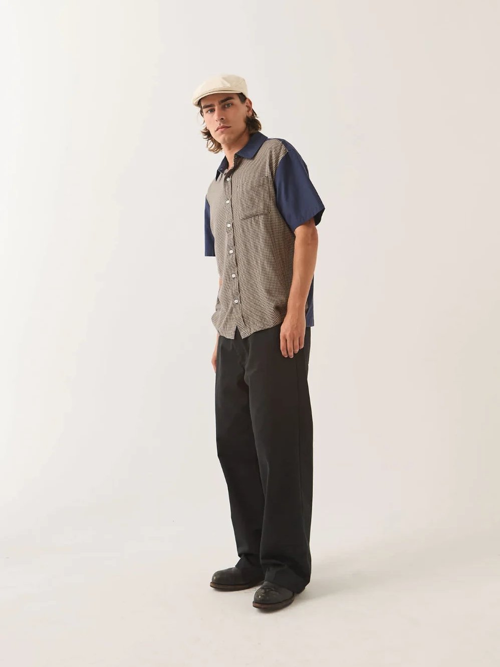 BRIXTON CRU SHORT SLEEVE SHIRT NAVY 