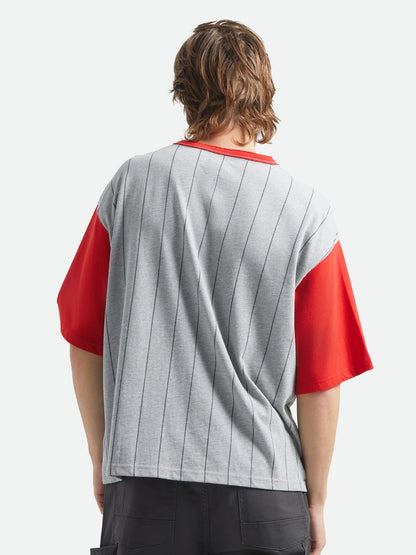 BRIXTON BOXY BASEBALL T-SHIRT HGREY