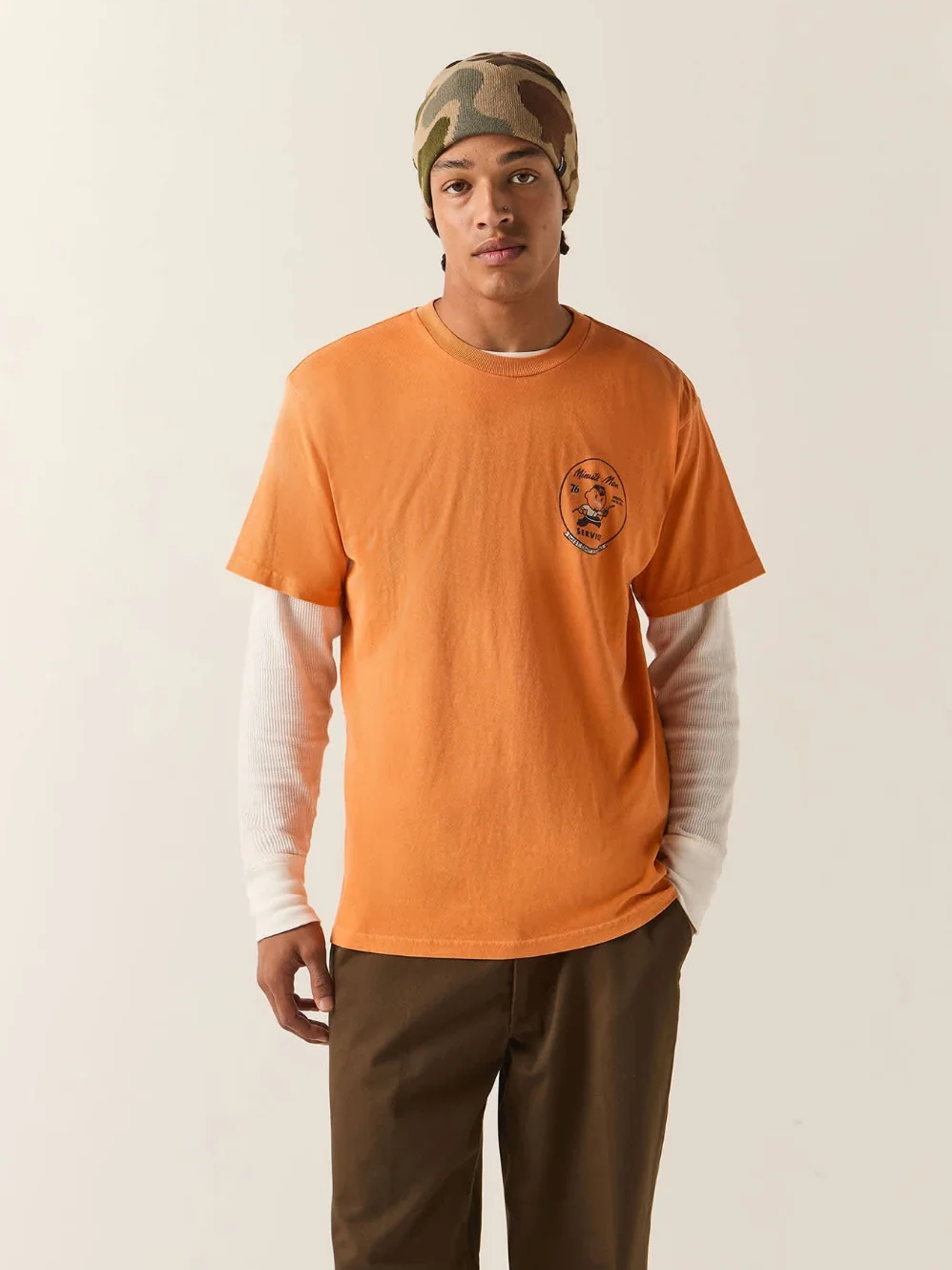 BRIXTON 76 MINUTE MAN STANDARD T-SHIRT WASHED ORANGE