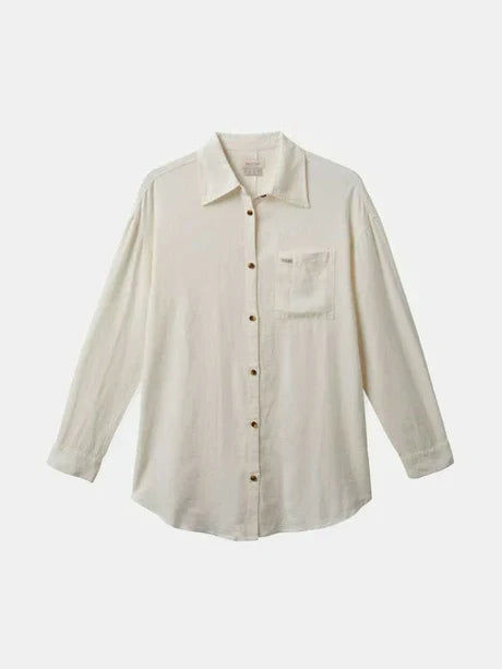 BRIXTON VINTAGE LINEN WOVEN SHIRTDRESS OFF WHITE