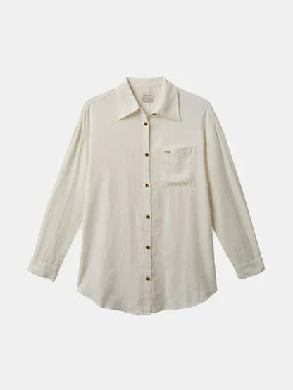 BRIXTON VINTAGE LINEN WOVEN SHIRTDRESS OFF WHITE