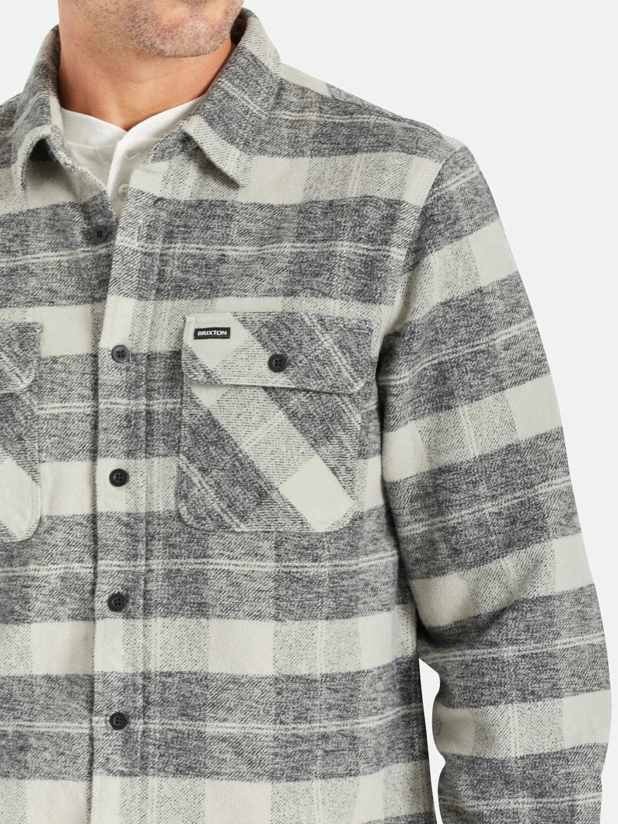 BRIXTON BOWERY HEAVY WEIGHT FLANNEL BLACK/CHCARCOAL 