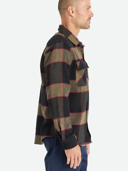 BRIXTON BOWERY FLANNEL HEATHER GREY/CHARCOAL