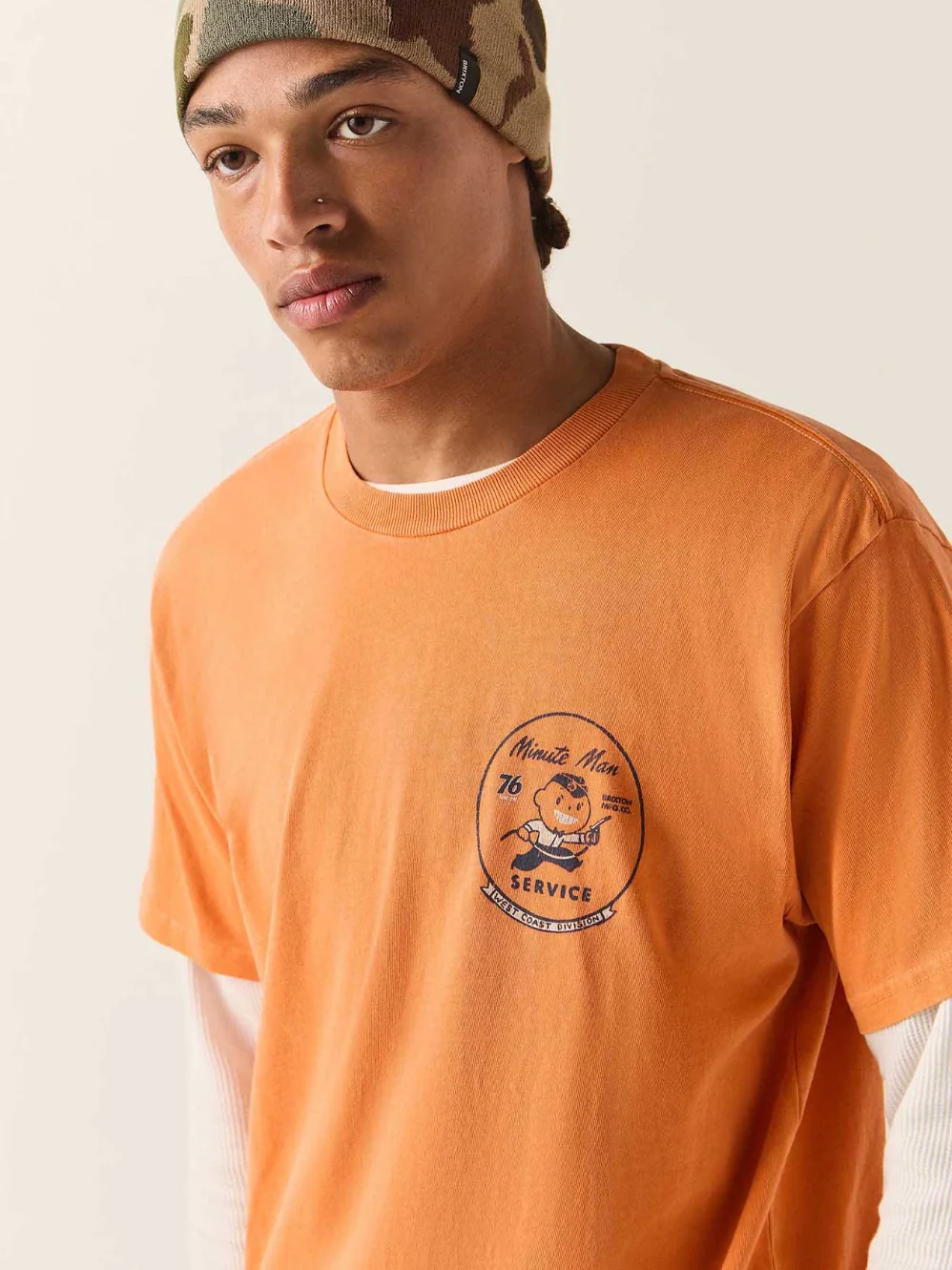 BRIXTON 76 MINUTE MAN STANDARD T-SHIRT WASHED ORANGE