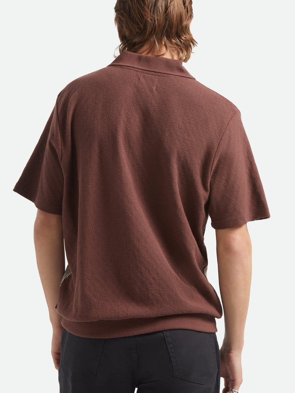 BRIXTON THEO JACQUARD POLO CHOCOLATE