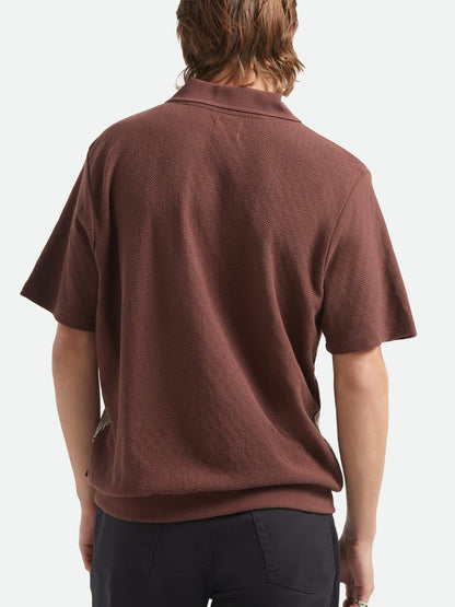 BRIXTON THEO JACQUARD POLO CHOCOLATE