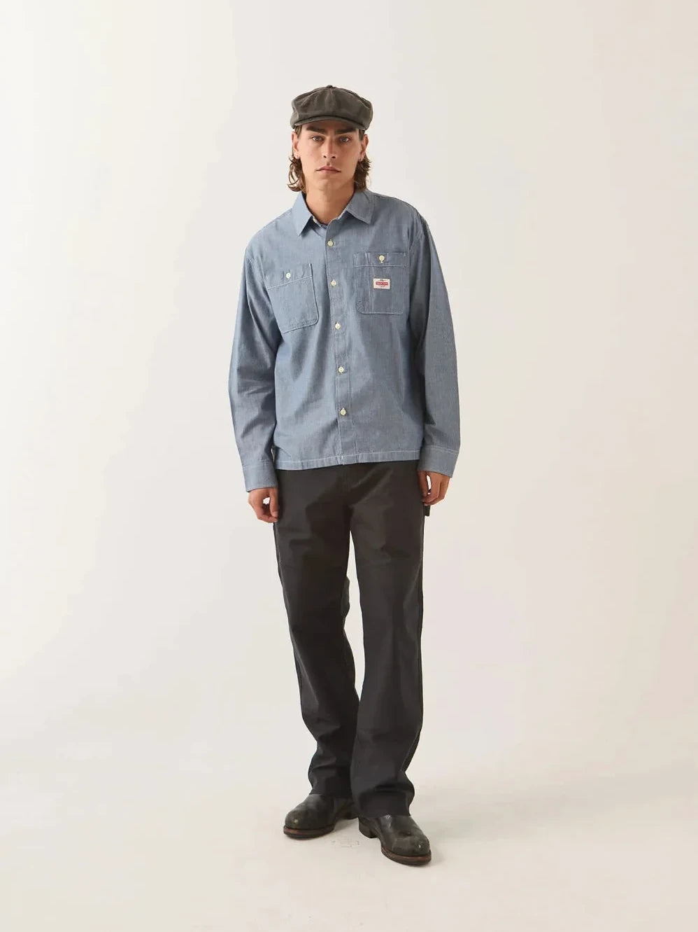 BRIXTON TRADEMARK SHIRT BLUE CHAMBRAY 