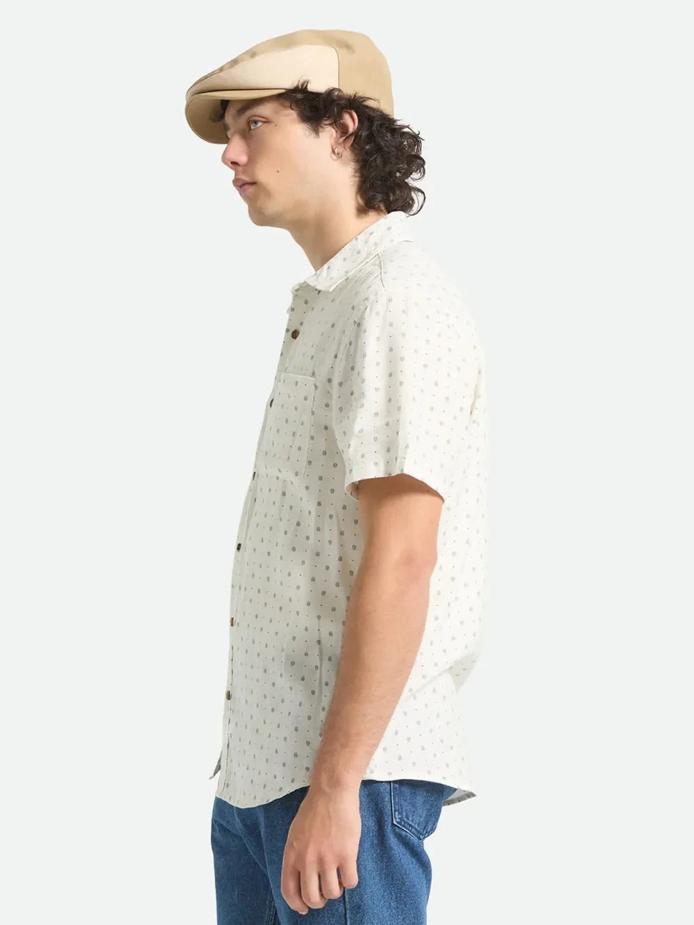 BRIXTON CHARTER SLUB SHORT SLEEVE SHIRT OFF WHITE MICRO GEO