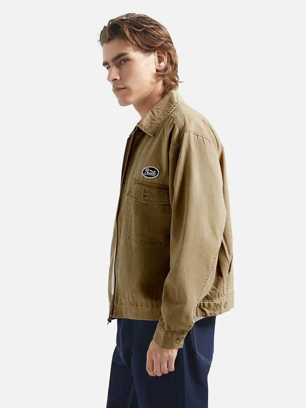 BRIXTON TRADEMARK LIGHTWEIGHT GARAGE JACKET WASHED KHAKI