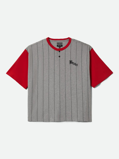 BRIXTON BOXY BASEBALL T-SHIRT HGREY