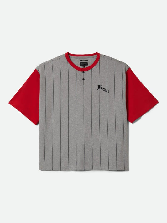 BRIXTON BOXY BASEBALL T-SHIRT HGREY