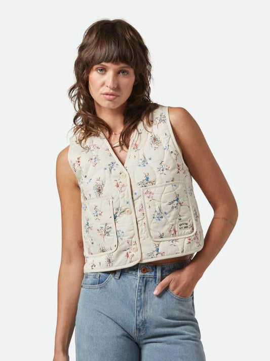 BRIXTON FIELD FLORAL QUILTED VEST WHITECAP/DITSY FLORAL