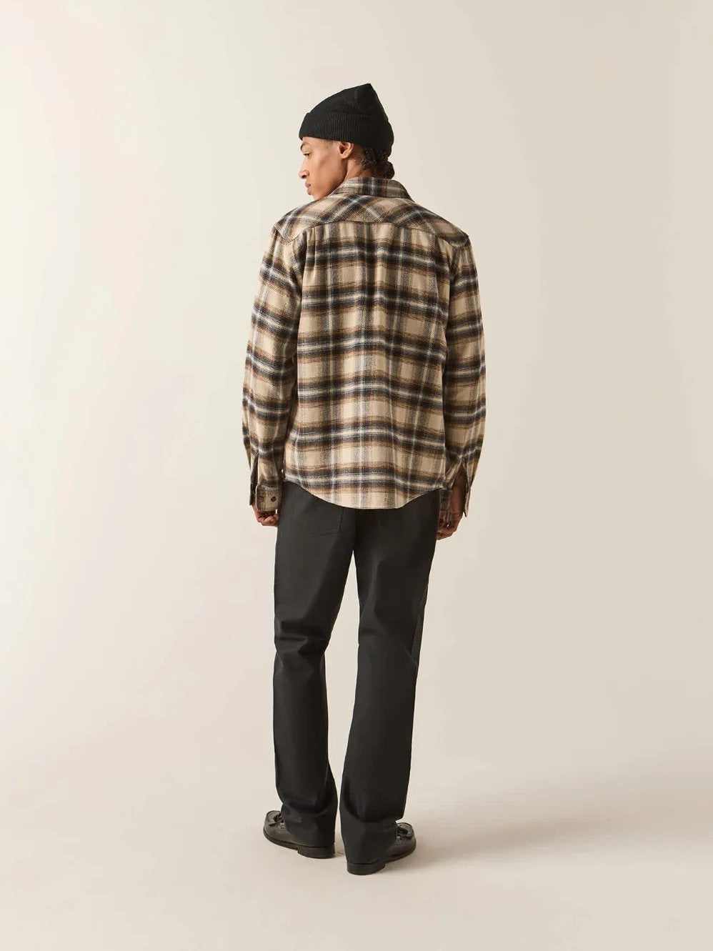 BRIXTON BOWERY FLANNEL SOFT BROWN PLAID 