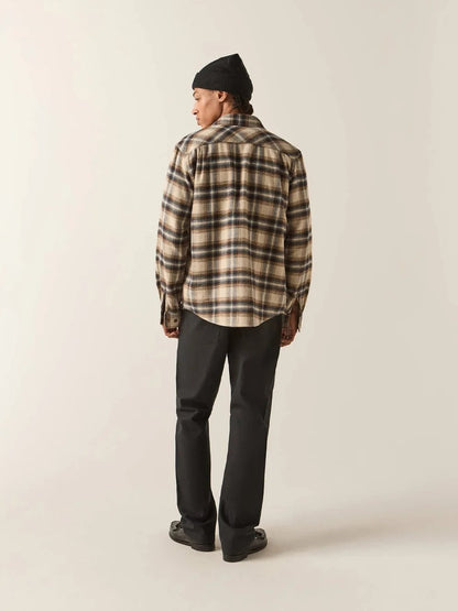 BRIXTON BOWERY FLANNEL SOFT BROWN PLAID 