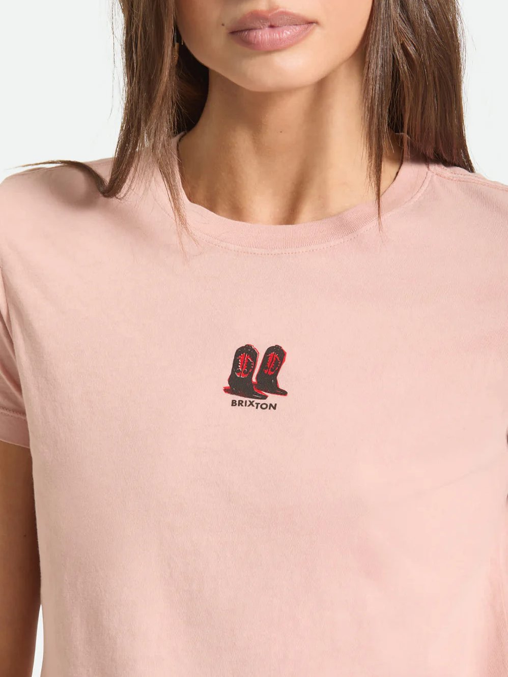BRIXTON TWO BOOTS SLIM CREW TEE SILVER PINK 