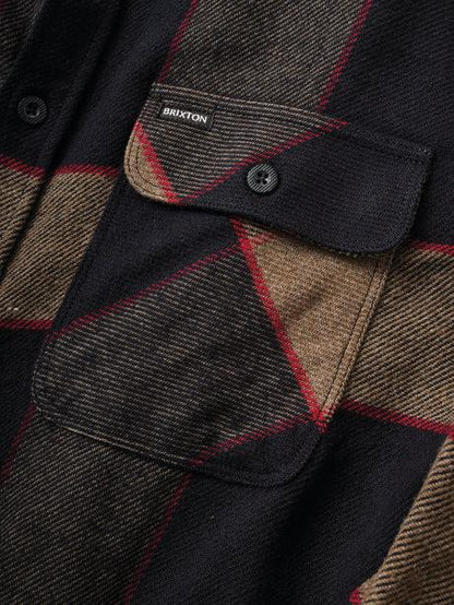 BRIXTON BOWERY FLANNEL HEATHER GREY/CHARCOAL