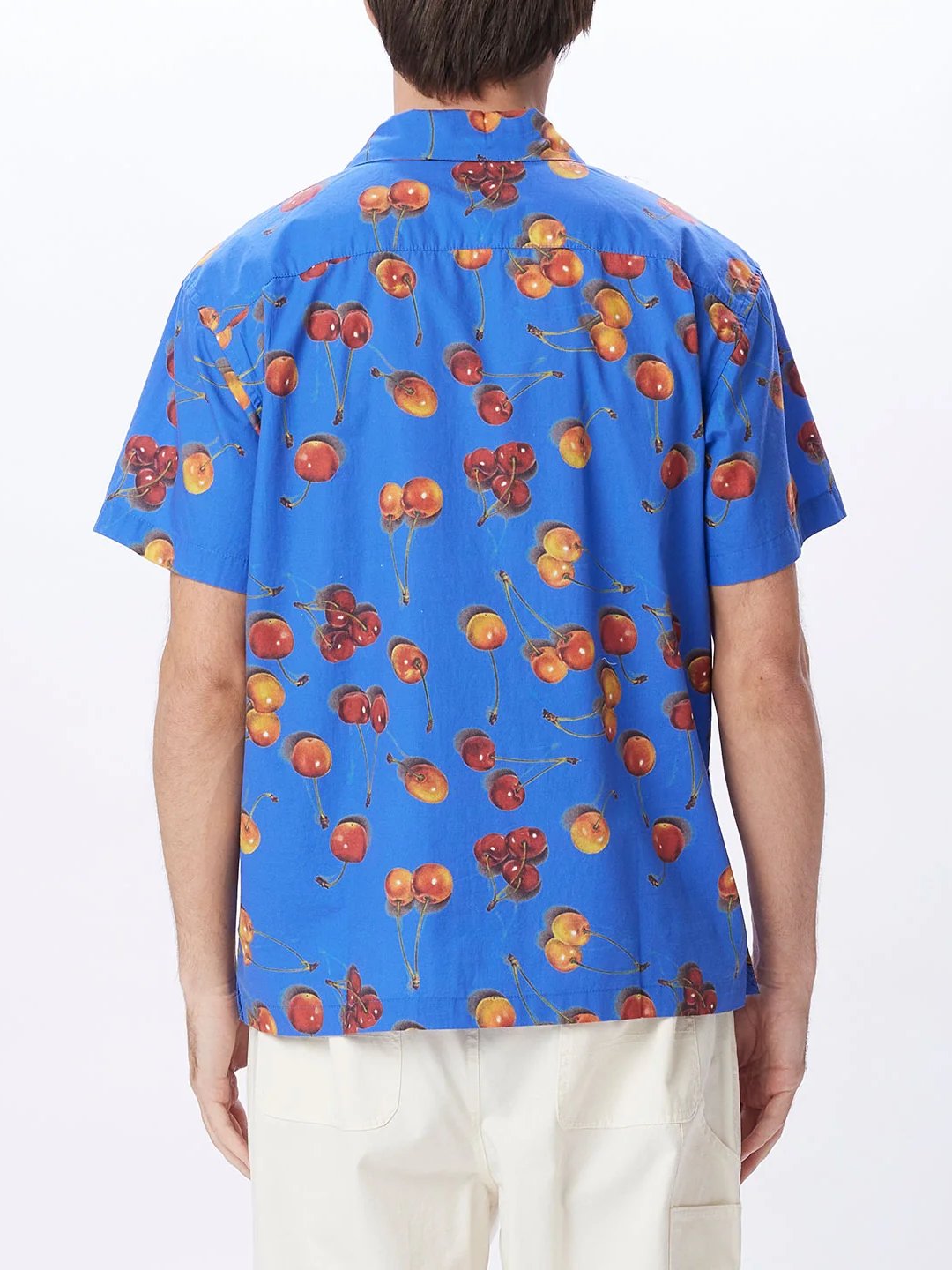 OBEY BOMBED SHORT SLEEVE WOVEN SATIN BLUE MULTI