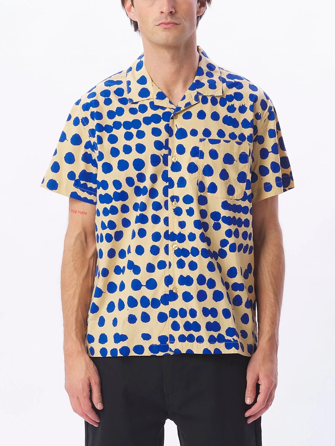 OBEY CONNECT SHORT SLEEVE BUTTON UP IRISH CREAM MULTI