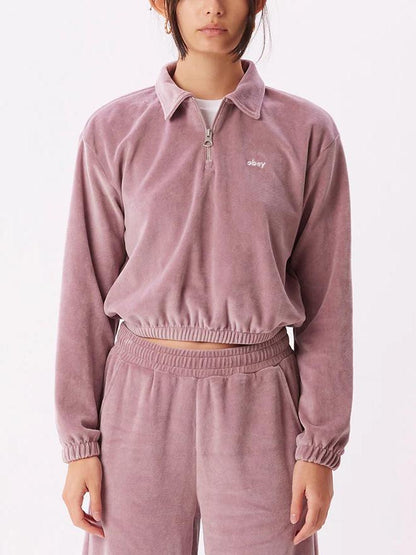 OBEY ENZO QUARTER ZIP POLO LILAC CHALK