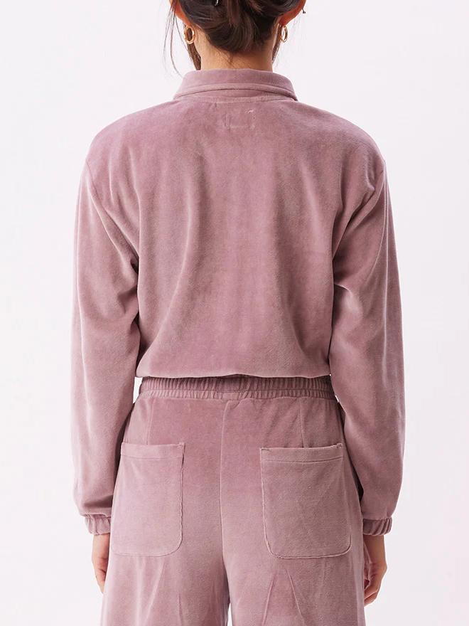 OBEY ENZO QUARTER ZIP POLO LILAC CHALK