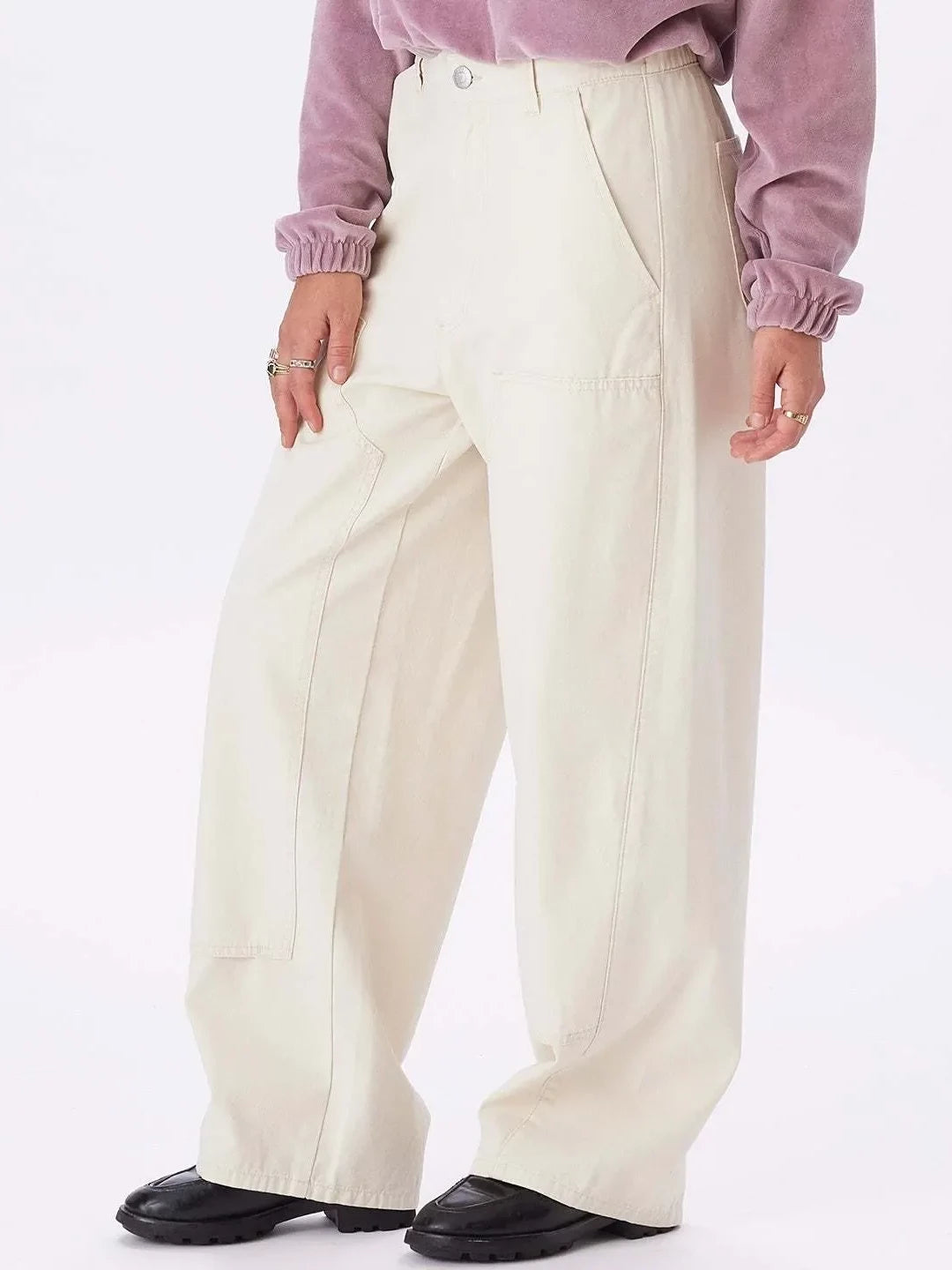 Turn-up Baggy Trousers in Optical White | Alexander McQueen MX