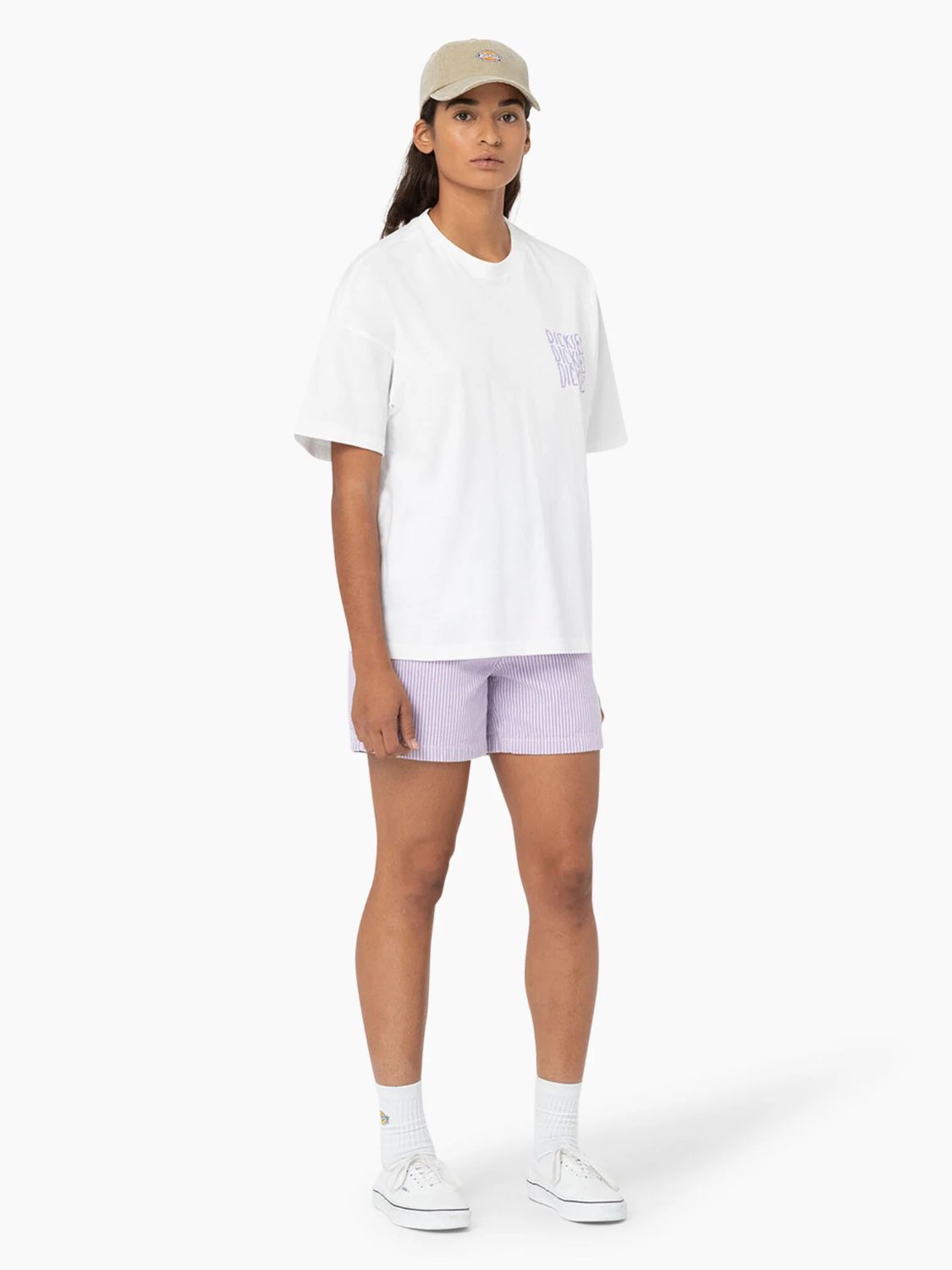 DICKIES HICKORY STRIPE SHORTS PURPLE ROSE