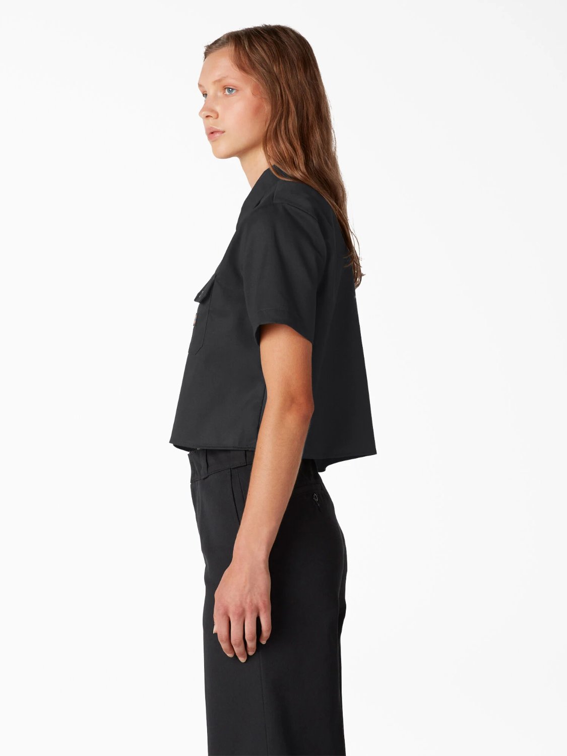DICKIES RELAXED FIT CROPPED WORK SHIRT BLACK
