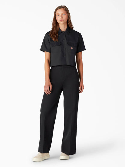 DICKIES RELAXED FIT CROPPED WORK SHIRT BLACK