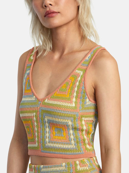RVCA SHADOW BOX SWEATER TOP GUAVA