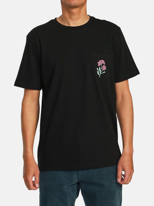 RVCA BLOOMED POCKET T-SHIRT BLACK