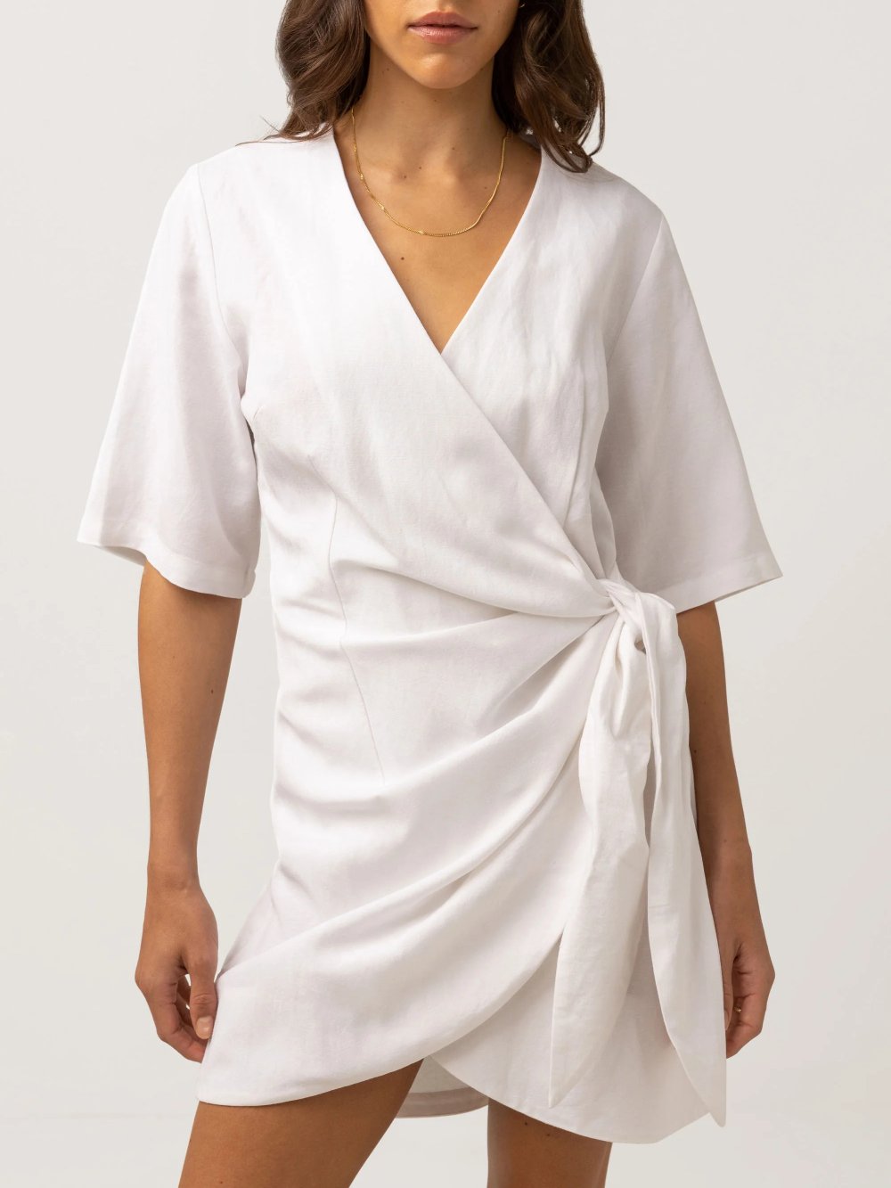 white tie front dress Santorini TIE Front MINI Dress White / XSMALL