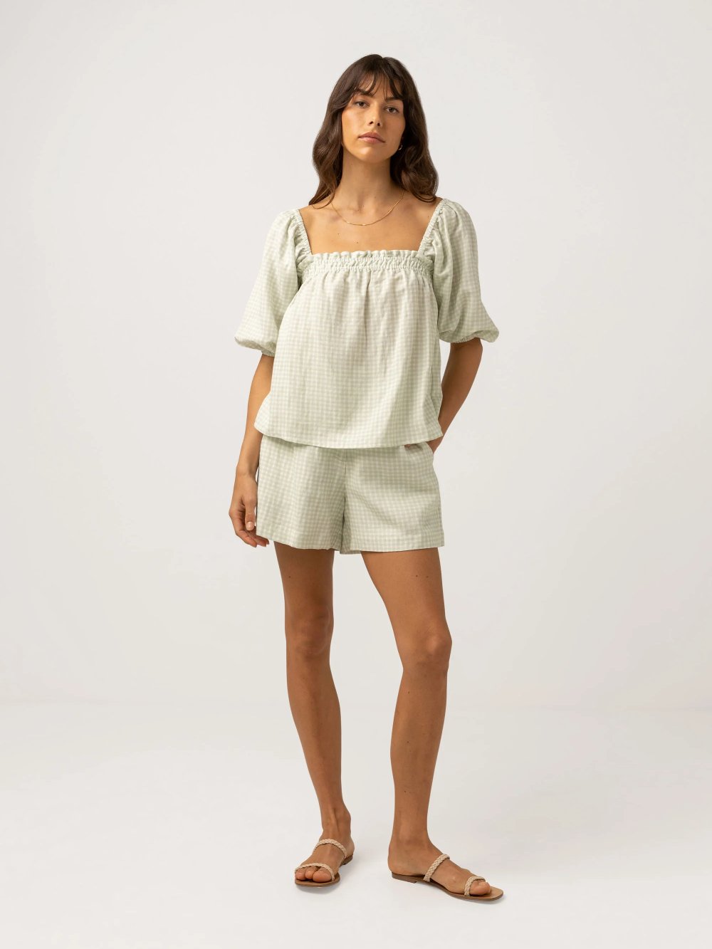 RHYTHM MAISY CHECK TOP SAGE
