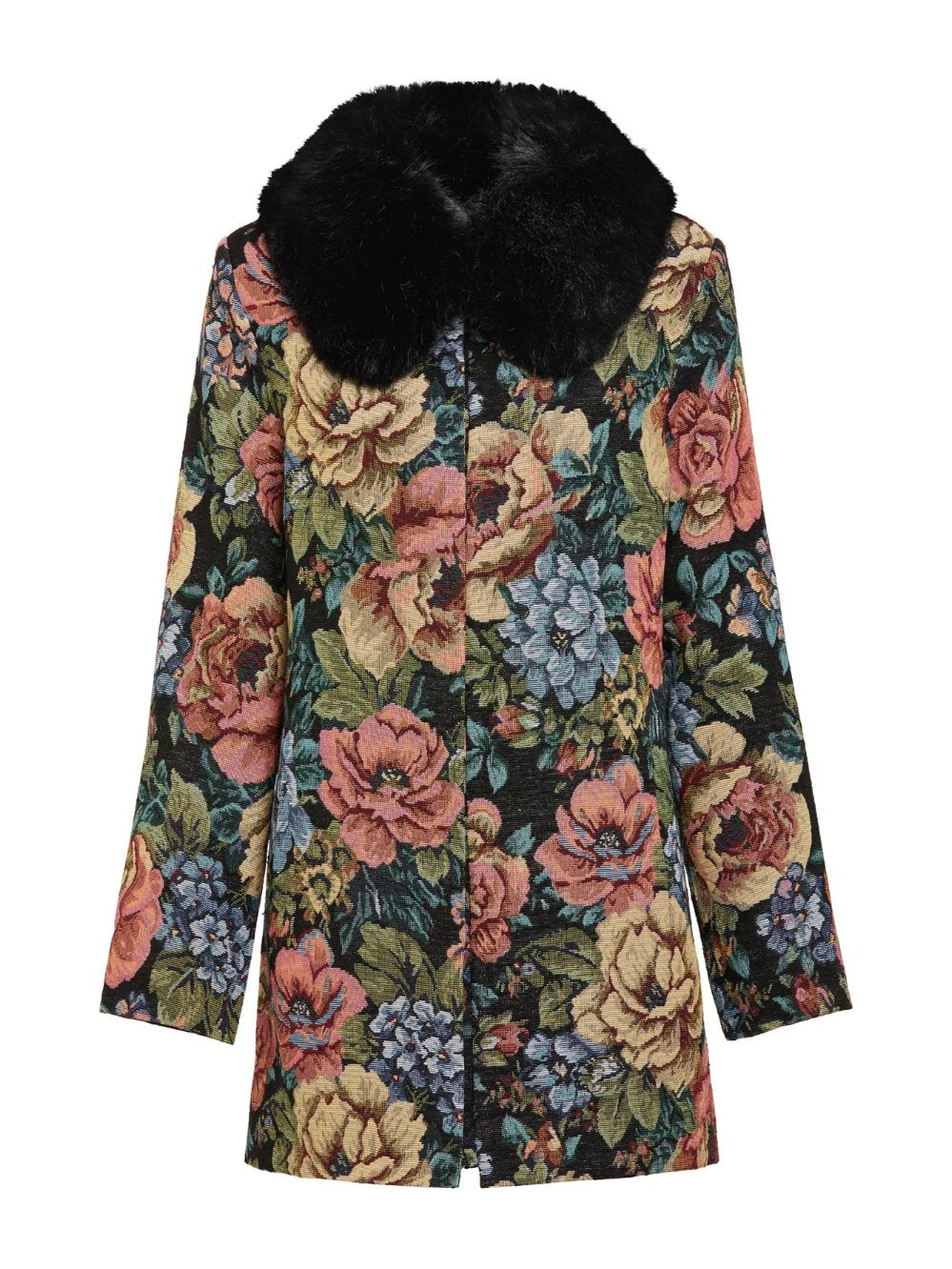 Tapestry coat with on sale faux fur collar