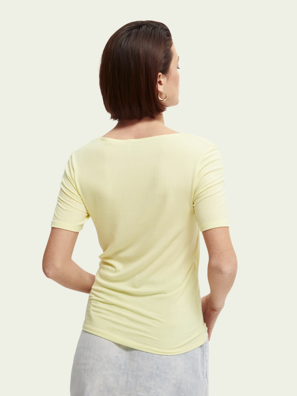 SCOTCH & SODA FITTED RIBBED SCOOP NECK LEMON